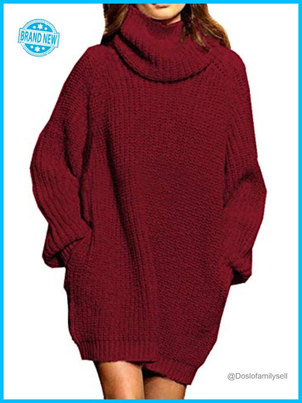 Loose Turtleneck Oversize Long Pullover Sweater Dress